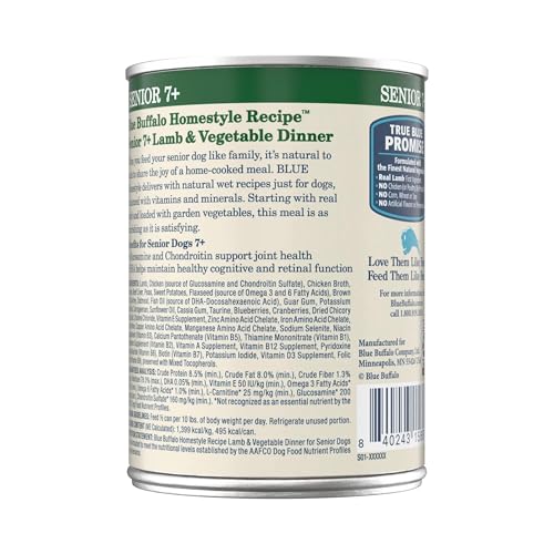 Image of Blue Buffalo Homestyle Recipe Lamb Senior Wet Dog Food, 12.5 oz, 12 ct