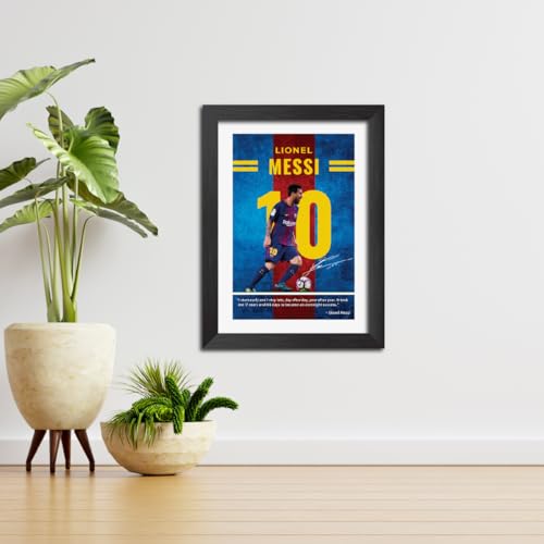 Image of TenorArts Lionel Messi Quotes Poster Frame Barcelona Laminated Photo Framed Painting with Matt Finish Black Textues (12 inches x 9inches)