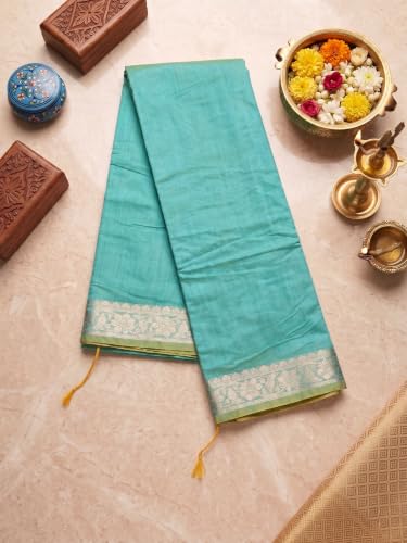 Image of Women's Pure Cotton Banarasi Silk Saree With Unstitched Blouse Piece