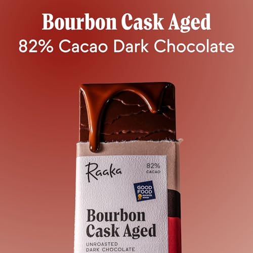 image for Raaka Chocolate Bourbon Cask Aged 82% Dark Chocolate | Gourmet Dark Ch