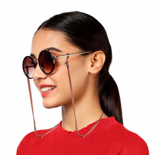 Image of Unisex Spec Holder Hook & Loop Anit Slip Eyewear Lanyard Faux Leather Chain