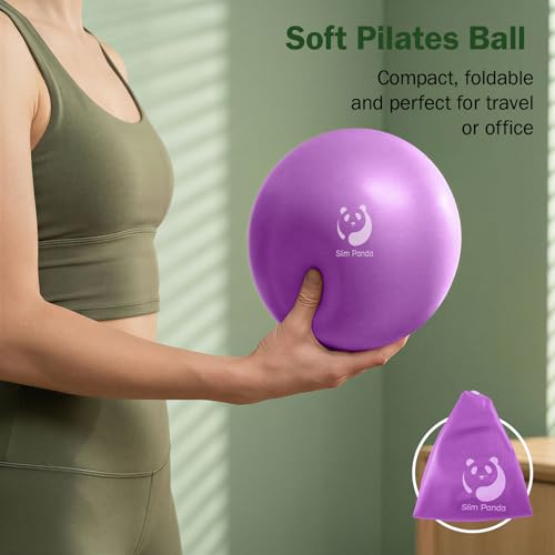 Image of Slim Panda Pilates Ball, 9 Inch Small Exercise Ball, Anti Burst Mini Yoga Ball for Stability, Workout, Barre, Core Strength, Physical Therapy, Balance, Stretching