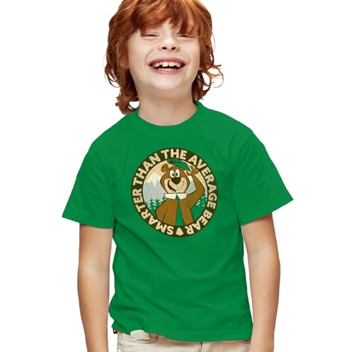 Popfunk Yogi Bear Smarter Than Average Kids T Shirt (Medium) for Youth Toddler Boys and Girls, Kelly Green
