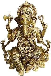 Statue Lord Ganesha laiton 24 cm protecteur du foyer | Idole Ganesh harmonie maison 4,5kg
