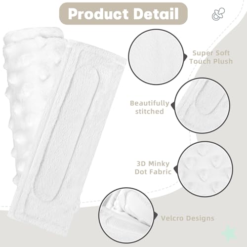 Image of GFU Car Seat Strap Pads for Baby, Soft Shoulder Pads for Comfort, Reversible Seatbelt Covers for Kids, Perfect for Baby Car Seat, Stroller, Swing, High Chair, Size: 6.5 x 6.5 inch, White