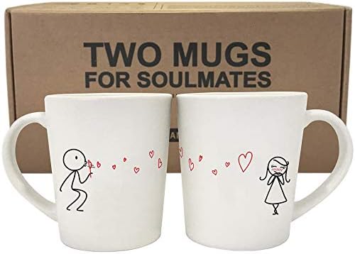 BoldLoft From My Heart to Yours His and Hers Matching Couple Coffee Mugs Set -Couples Gifts Valentines Day Anniversary Wedding Engagement Gifts for Wife Girlfriend Gifts Romantic Gifts for Her