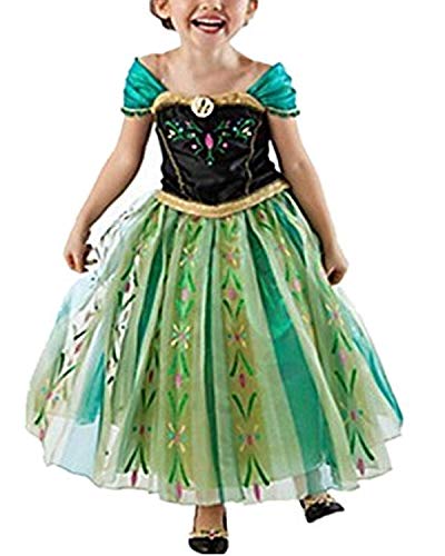 Yigoo Elsa Kostüm Mädchen Eiskönigin Anna Prinzessin Kleid Glanz Kinder Weihnachten Verkleidung Karneval Party Halloween Fest 120