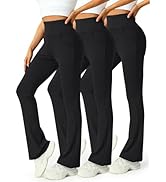 Mlenhor 3 Packs Womens High Waist Flare Pants-Flare Yoga Pants，Yoga Pants with Pockets - High Wai...