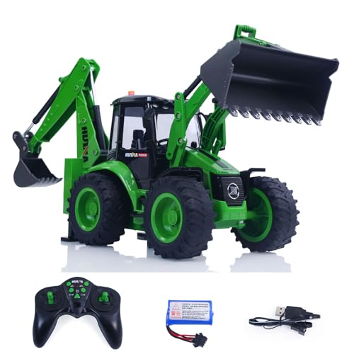 wheelfun US in Stock, Huina 1/14 1579 Remote Control Backhoe Excavator 2.4G 9CH RC Loader Model s
