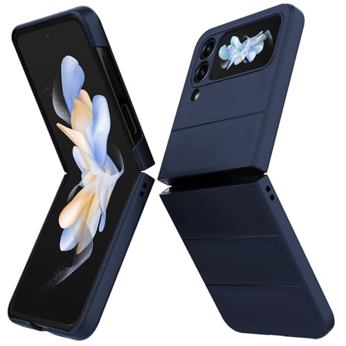 BonYonka Hülle Kompatibel mit Samsung Galaxy Z Flip 4 Hard PC Stoßfest Schutzhülle Kratzfest Rugged Cover Rundumschutz Schutzhülle mit Kameraschutz Blau