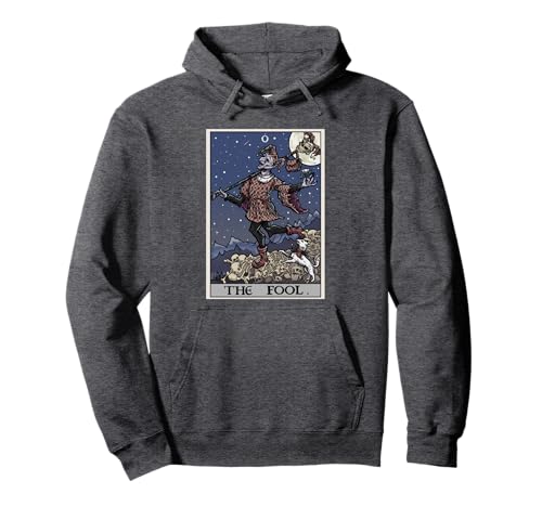 The Fool Tarot Card Gothic Halloween Creepy Court Jester Pullover Hoodie