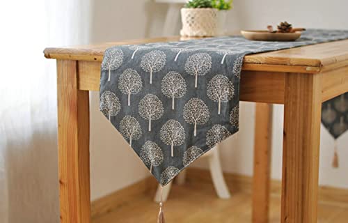 Chemin de table de qualité supérieure lin et coton gris foncé style naturel - 3