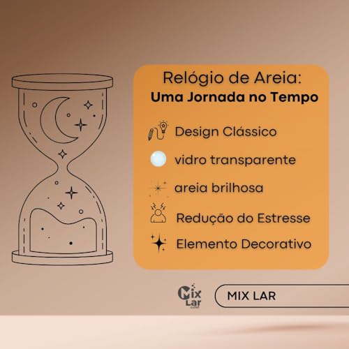 Genérico Ampulheta Decorativa de Vidro, Temporizador de Areia Cinza com 5, 15 e 30 Minutos