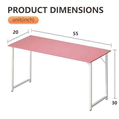 Image of BestOffice Computer Desk,Home Office Desk, Modern Simple Style for Home Office Study Writing (Pink, 55 Inch)