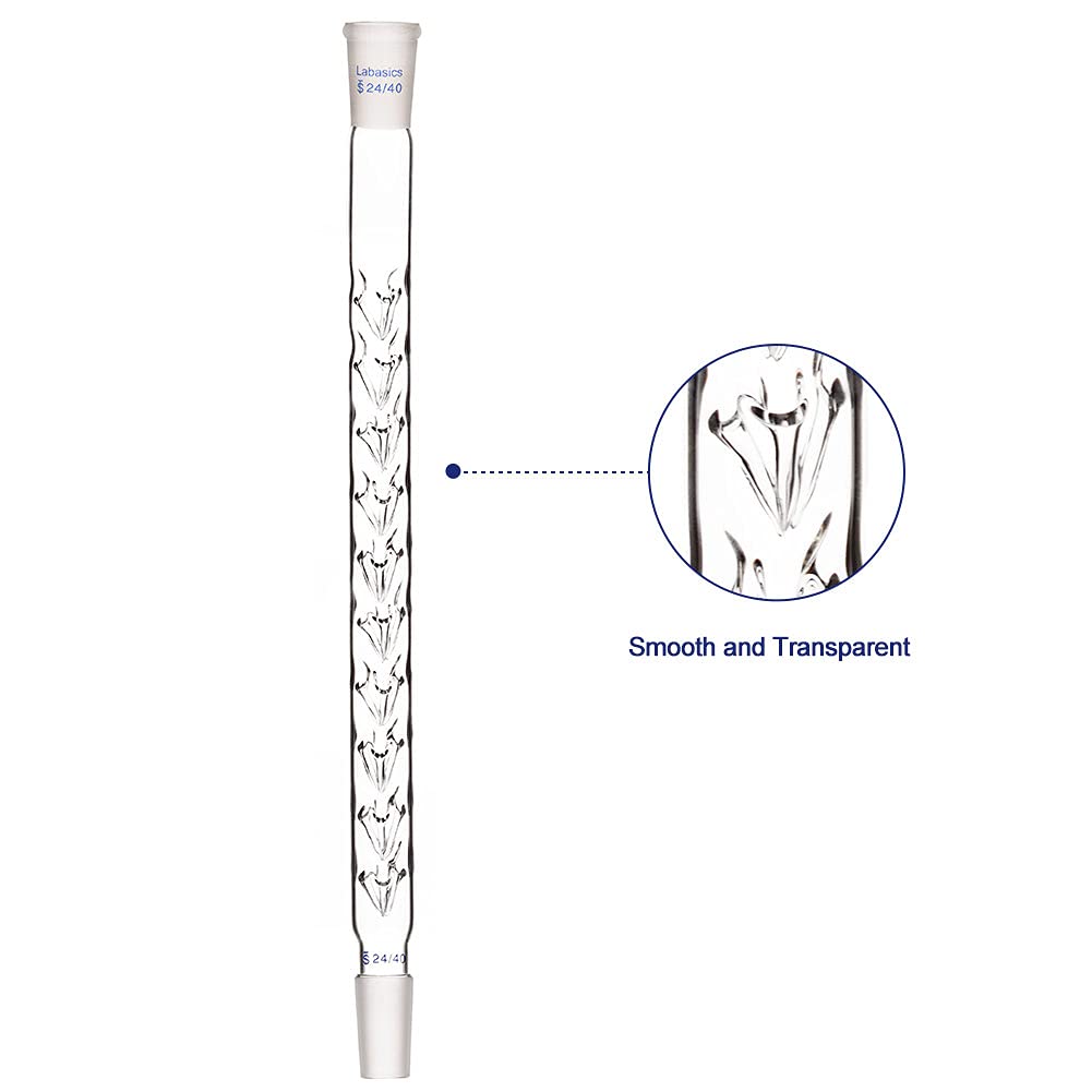 Labasics Columna de Destilación Vigreux, 24/40 300 mm Longitud de Vidrio de Borosilicato Fraccionario Columna de Destilación Columna Vigreux con Sangrías para Laboratorio