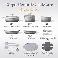 CAROTE 20pcs Titanium Cookware Set, Pots and Pans Set Detachable Handle — image 2