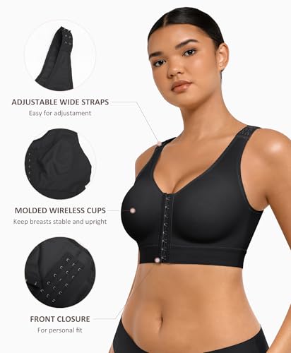 FeelinGirl Mastectomy Bras for Women Compression Post Op Surgery Bra Front Closure Surgical Recovery Everyday Bra4