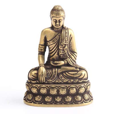 Statue de Bouddha en bronze antique et ornements en cuivre