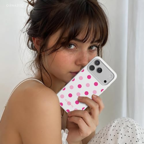 Image of ORNARTO for iPhone 17 Pro Max Case, Liquid Silicone, White Pink Polka Dot