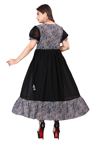 Image of eightone Floral Printed Cotton Frock for Women | Fit and Flare Midi One Piece Dress | Casual Western Dress for Women