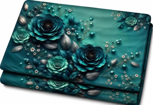 Image of RUMPS 3D Digital Printed Double Bedsheet Flat | Premium Knitted Cotton MicroFabric 90x100 Inch Bed Sheet with 2 Pillow Covers, Cute Cartoon Blue Bird (7D Digital Green)