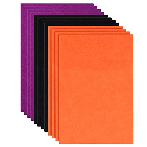 Tatuo 12 Pieces Halloween Felt Fabric Sheets DIY Craft Felt Fabric Sheets 3 Colors Felt Fabric for Halloween Sewing Patchwork Decorations, 11.8 x 8.3 Inches