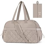 Quilted Puffer Duffle Bag for Women, Gym Bag Women, Ultra Lightweight Weekender Bags for Travel, Brown TILYMOL