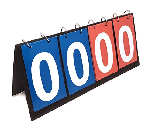 Rusoji Portable Table Top 4-Digital Easy-Flip Scoreboard, Premium Score Keeper for Basketball, Volleyball