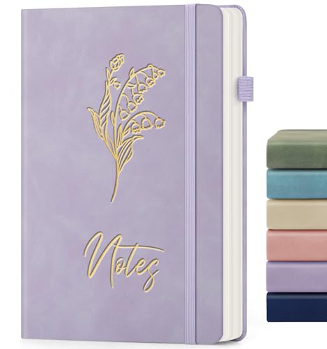 Carnet ligné en cuir violet fumé, l'élégance d'une couverture rigide A5