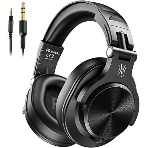 OneOdio A71 Hi-Res Studio Recording Headphones - Wired Over Ear Headphones with SharePort, Monitoring Mixing Foldable Headset with Stereo Sound, 3.5/6.35MM Jack for PC Computer DJ Guitar-Bla