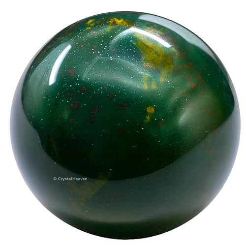Image of Certified Bloodstone Crystal Ball for Meditation - Premium Crystal Vastu Items for Home and Feng Shui Items for Good Luck - Ideal for Pooja Supplies and Spiritual Practices (2 inch Inch)