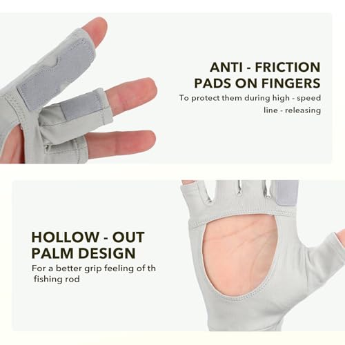 8 Fans Fishing Gloves UPF50+ Fly Fishing Gloves, Fingerless Gloves Sun Protection Gloves Men Women for Outdoor, Kayaking, Cycling, Rowing (Medium) - image 3