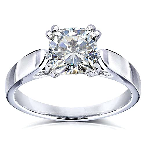 Kobelli Cushion-cut Moissanite Solitaire Engagement Ring 1 1/10 Carat 14k White Gold