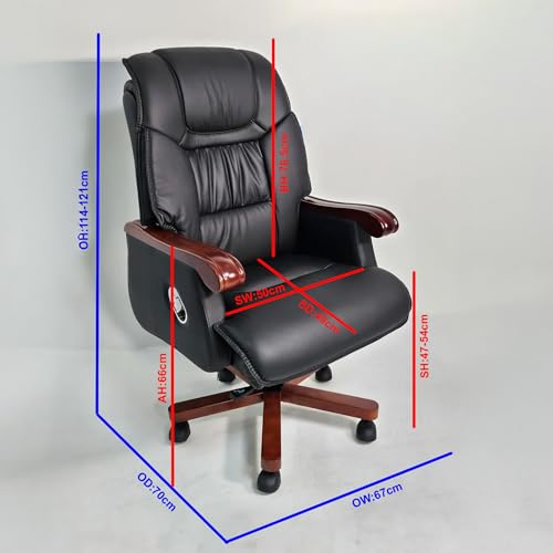 Image of Lakdi The Furniture High Back Director & Executive Chair for Office High-Back Leatherette with Recliner & Adjustable Height and Wooden Base and Walnut Polish - 111011293 Black