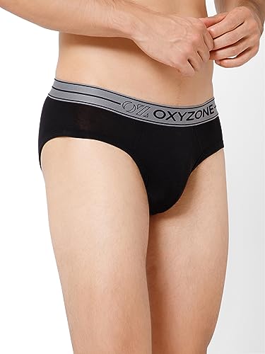 Image of OXYZONE Men's Modal Solid Brief with Sweat-Absorbent & Anti-Odour Fabric, Lightweight, Tag-Free, Breathable Innerwear with Outer Soft Waistband