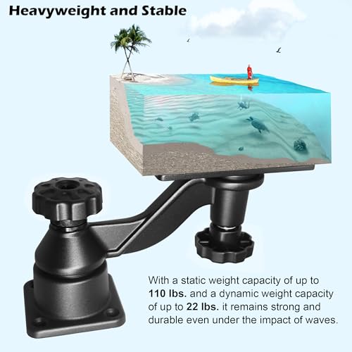 WINDFRD All Aluminium Fish Finder & Chartplotter Mount, Reinforced Arm Marine Electronic Mount, Compatible with Garmin, Lowrance and More Depth Finder