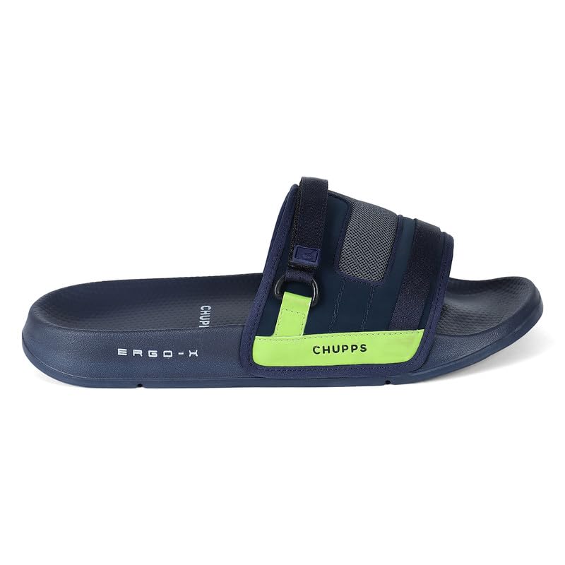 Image of CHUPPS Element Grey & Black Drift Orthopedic Slippers | Soft Footpharma Footbed | Breathable Ventilation Holes | Lightweight Flip Flops | Anti-Skid Chappals for Everyday For Mens