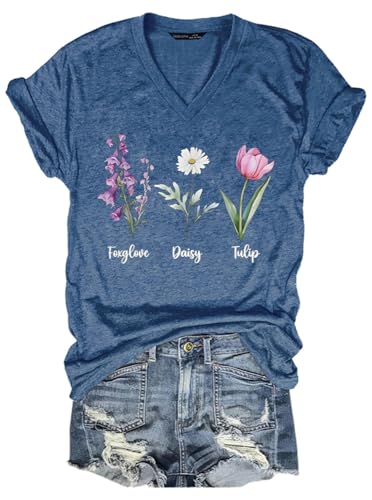 FDT Tshirt Foxglove Daisy Tulip Shirt Women Graphic Flower Tees