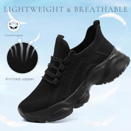 Women Chunky Sneakers Walking Height Increase Travel Work Party Lightweight Platform Non Slip Shoes for3
