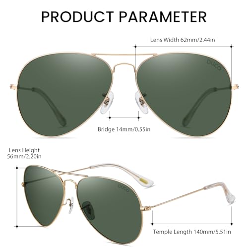 Image of DUCO Classic Aviator Sunglasses for Men Women Retro Polarized Sun Glasses UV400 Protection Driving Fishing 3025