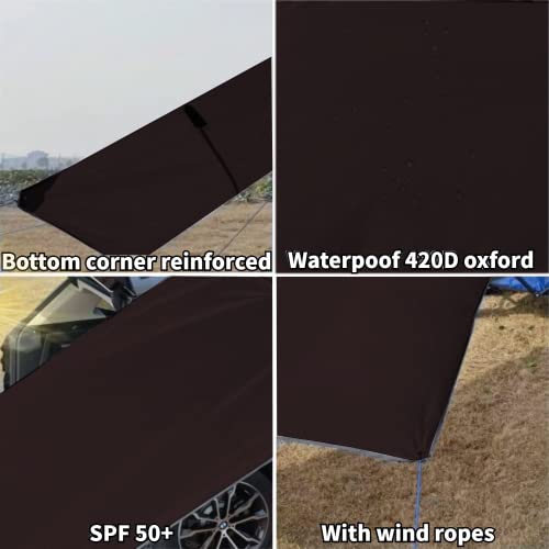 DANCHEL OUTDOOR Car Awning Extension Windbreak for Rain&Privacy, Side Wall for Roof Rack Truck Awning Waterproof Tarp Lateral Panel Overlanding Gear(Brown, 6.5ftx8.2ft)