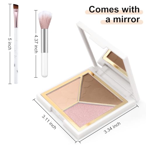 Boobeen Highlighter Contour Makeup Palette Bronzer Blush Highlight Contour Powder Set, Matte and Glow Face Illuminator Highlighter Contouring Palette with Brush - Image 3