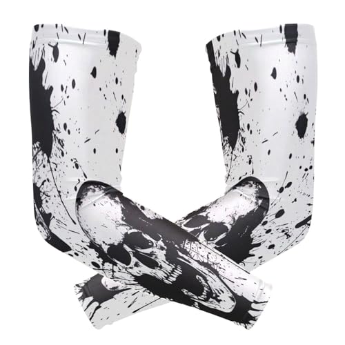 YEGAME Arm Sleeves for Men & Women, Skull 1 Pair Cooling UV Sun Protection Sports Compression Sleeves, UPF 50+ Basketball Tennis Cycling Arm Warmers, Breathable Tattoo Cover Sleeve