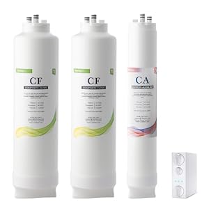 iSpring F3-RO500AK 1 Year Replacement Filter Pack for RO500AK Series Tankless Reverse Osmosis Water Filtration System with 2x FCF500 & 1x FCA500