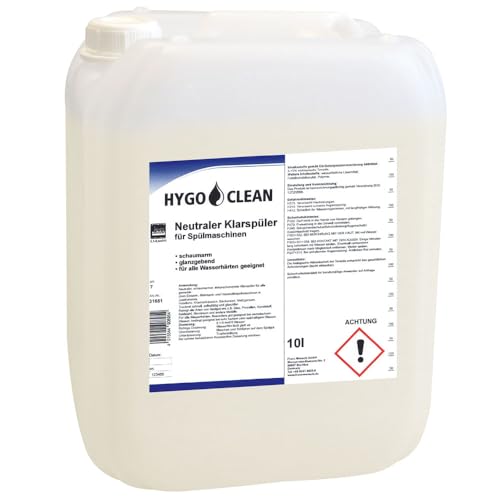 1 Stück Hygoclean Neutraler Klarspüler für Spülmaschinen, V: 10l, transparent, Klarspüler für Spülmaschinen, Geschirrspüler