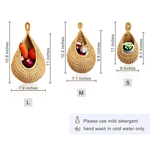 Wall Hanging Fruit Baskets For Kitchen - Hanging Wall Vegetable Fruit Baskets Boho Wall Basket Medium Woven Basket For Kitchen Storage Vegetable Fruit Products Onion Storage And Tomato Box Brown #TOP2