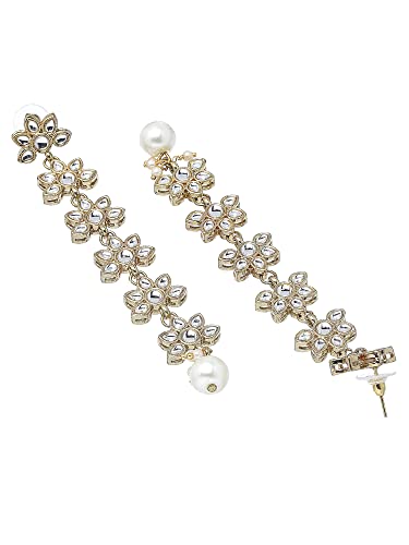 Image of Karatcart Black Beads Long Drop Earrings For womens