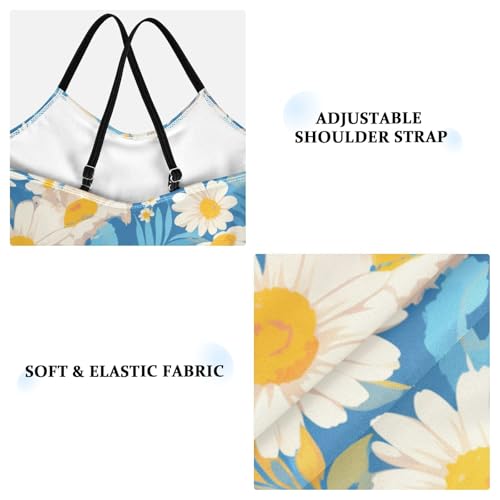 KLL Polka Dots and Tender Chamomile Flowers Hawaiian Toddler Girl 1 Piece Swimsuit Summer Swimming Suits with Adjustable3