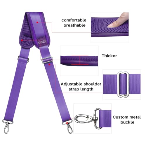 Image of 59 Inch Shoulder Straps, Soft with Ultra-Thick Fixed Shoulder Pad, Two Way Independently Adjustable Buckle Replacement Straps for Laptop Bag Messenger Bag Tool Bag Luggage,Purple
