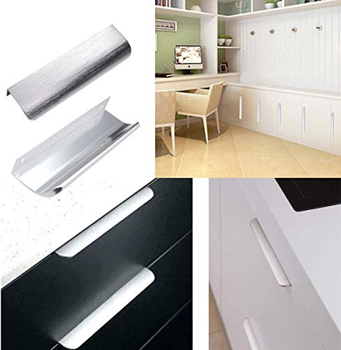 Image of Goldenwarm 50 Pack Brushed Nickel Cabinet Pulls 5 Inch Finger Pulls for Cabinets Edge Pulls Silver Kitchen Hardware for Dresser Drawers,Aluminum Alloy